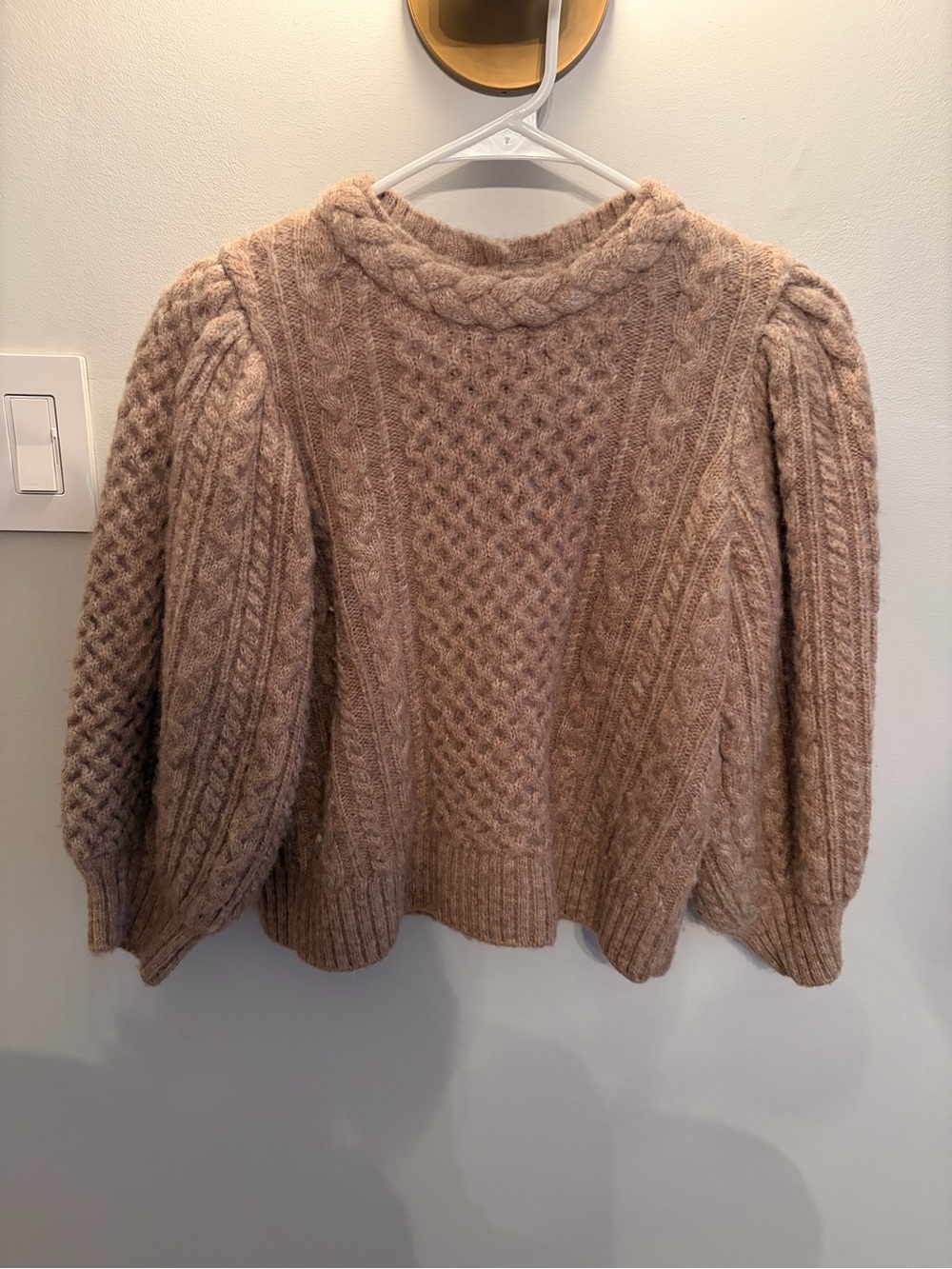 Sea New York Cable Knit Puff-Sleeve Sweater